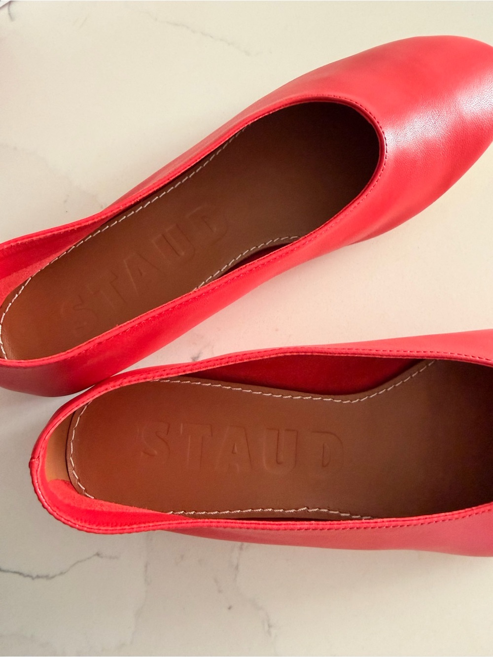 Staud Alba leather ballet flats Red size 37.5 - Picture 8 of 13